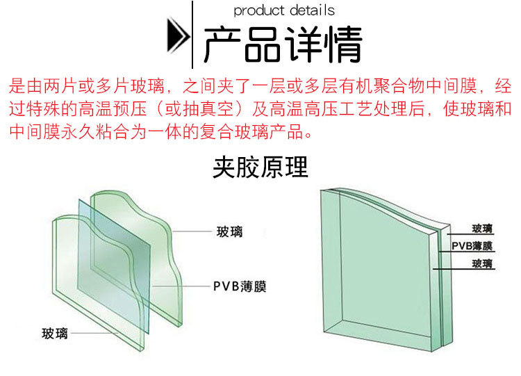 厂家供应5 5 6 6建筑双层钢化夹胶玻璃8 8mm夹胶平板隔音玻璃