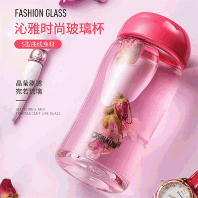 清水玻璃杯创意个性潮流水杯女水果茶杯高颜值便携可爱超萌小杯子