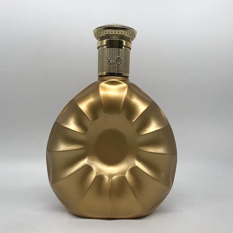 厂家批发金色洋酒玻璃瓶 玻璃酒瓶空瓶 xo白兰地威士忌瓶空瓶子