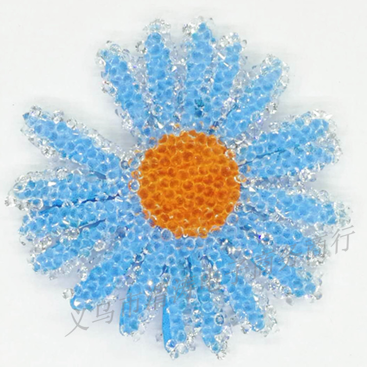 新款火爆菊花小雏菊精品水钻水晶加工热熔胶服饰头饰发夹饰品配件