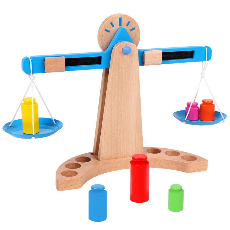 Wooden Balance Scale Children's Educational Toys Kindergarten Elementary School Students Mathematics Addition and Subtraction Science and Education Teaching Aids Factory Direct Sales