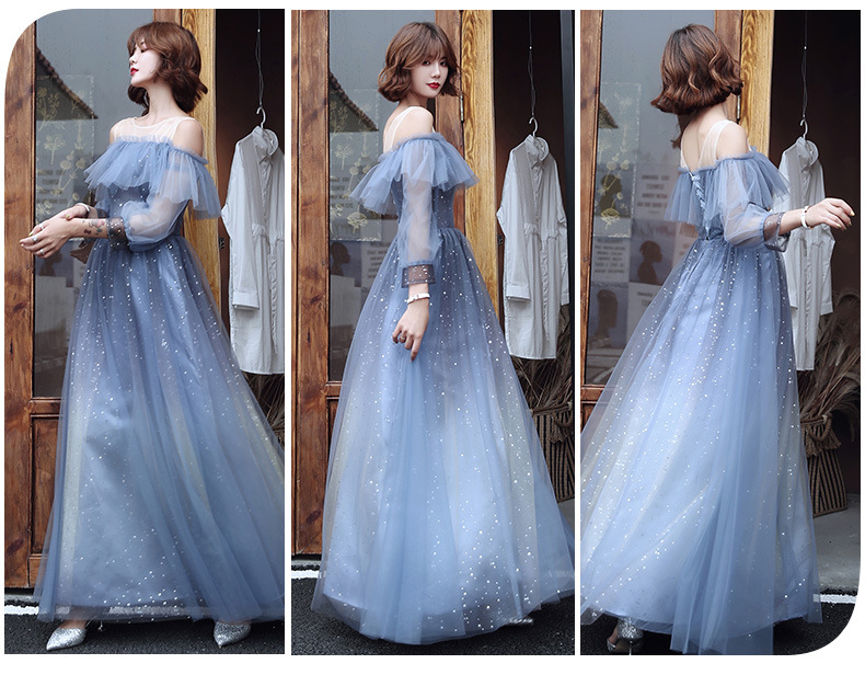 伴娘服2022新款仙气质蓝色伴娘团礼服女姐妹裙年会晚礼服长款春季