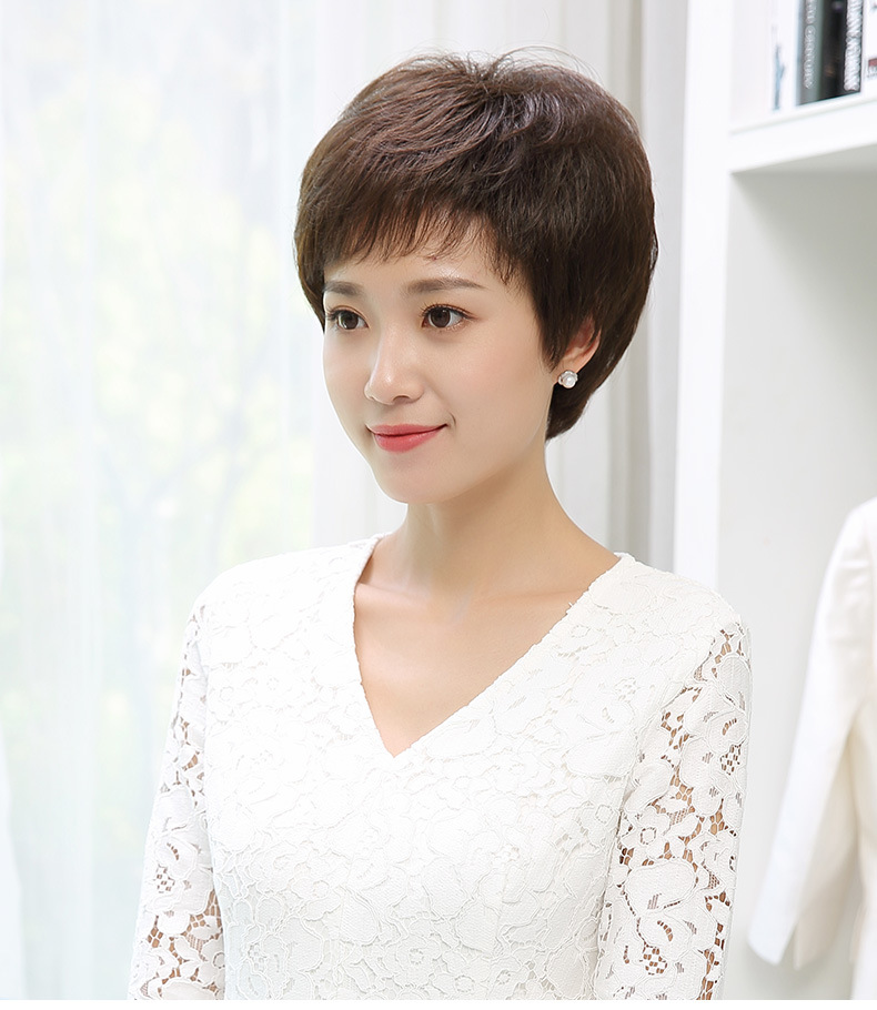 假发工厂批发女短发短卷发型女假发套中老年真人发丝真发轻薄