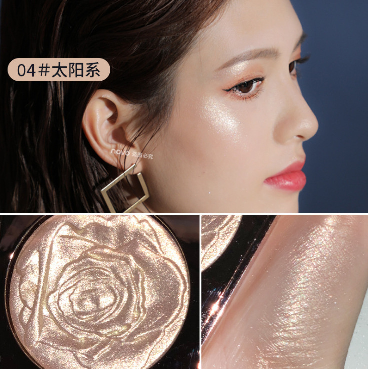 Novo5303 Rose Transparent Highlight Contour Compact Brightening Powder Fairy Shimmering Powder Shimmer Unicorn Makeup Palette