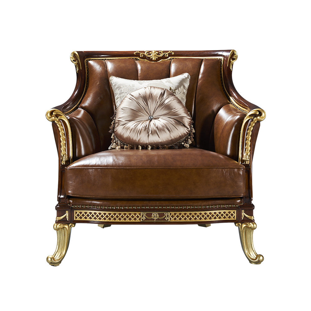 亚历山大沙发欧式客厅沙发组合法式古典客厅皮艺沙发三人位定制