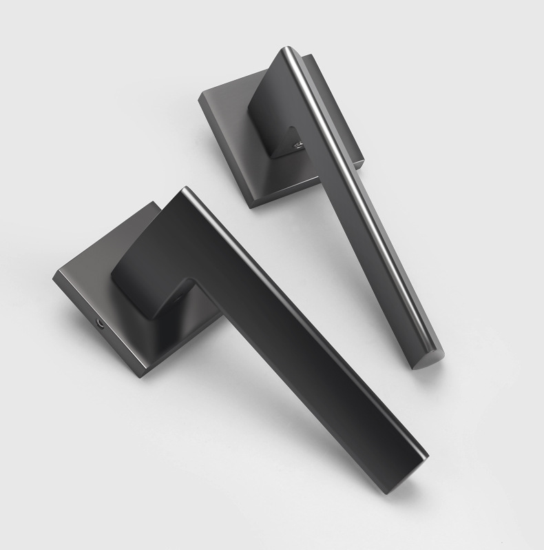 室内门锁家用卧室房门锁磁吸静音灰色门把手欧式现代简约分体锁具