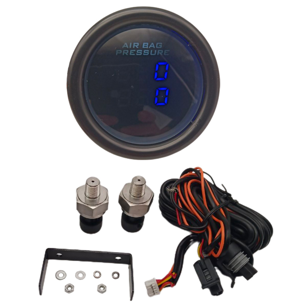 汽车配件 52mm双显示气压计psi空气悬架蓝色led 1/8npt传感器