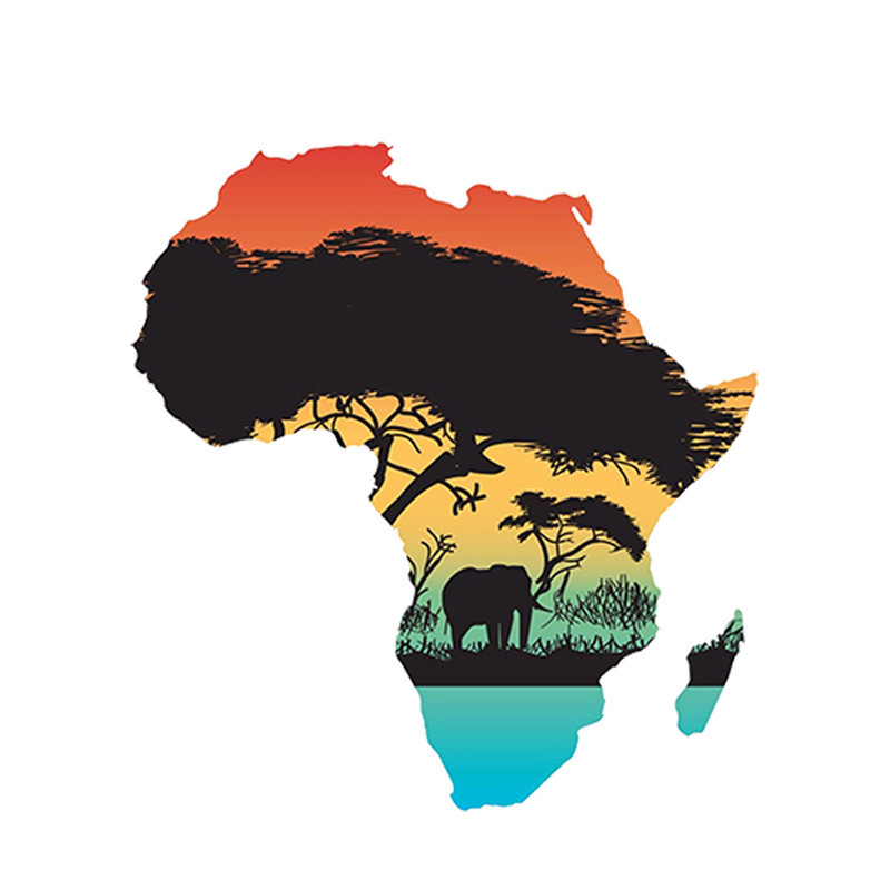 aliauto 非洲地图标志汽车贴纸 汽车船摩托反光防晒装饰13x12cm