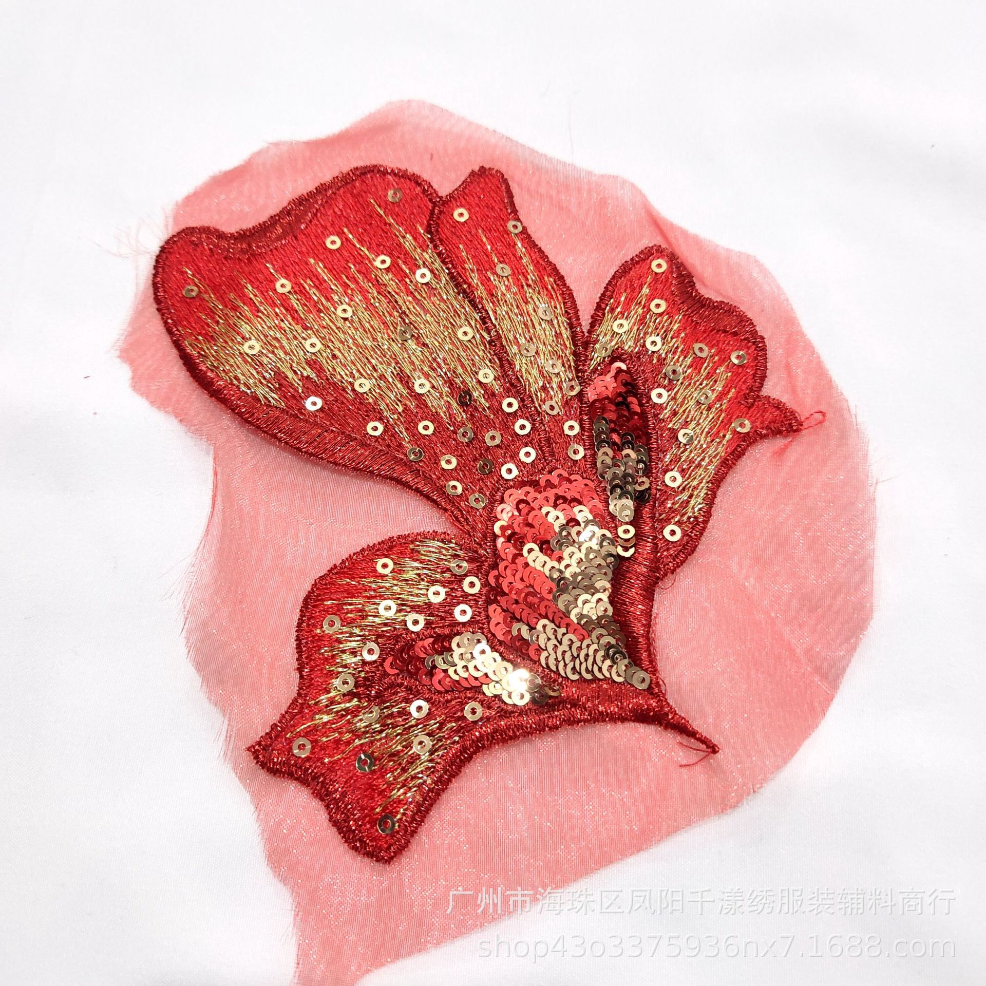 欧根纱刺绣蕾丝布贴服饰花片diy百搭服装辅料珠片绣花树叶贴花