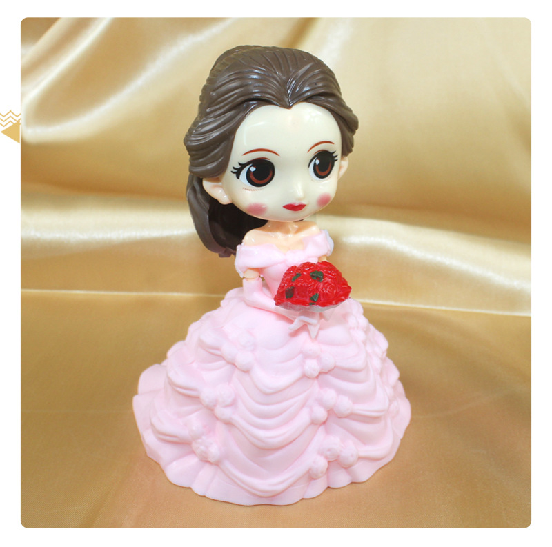 儿童生日蛋糕烘焙摆件塑料轻款白色婚纱贝尔公主玩具公仔蛋糕装饰