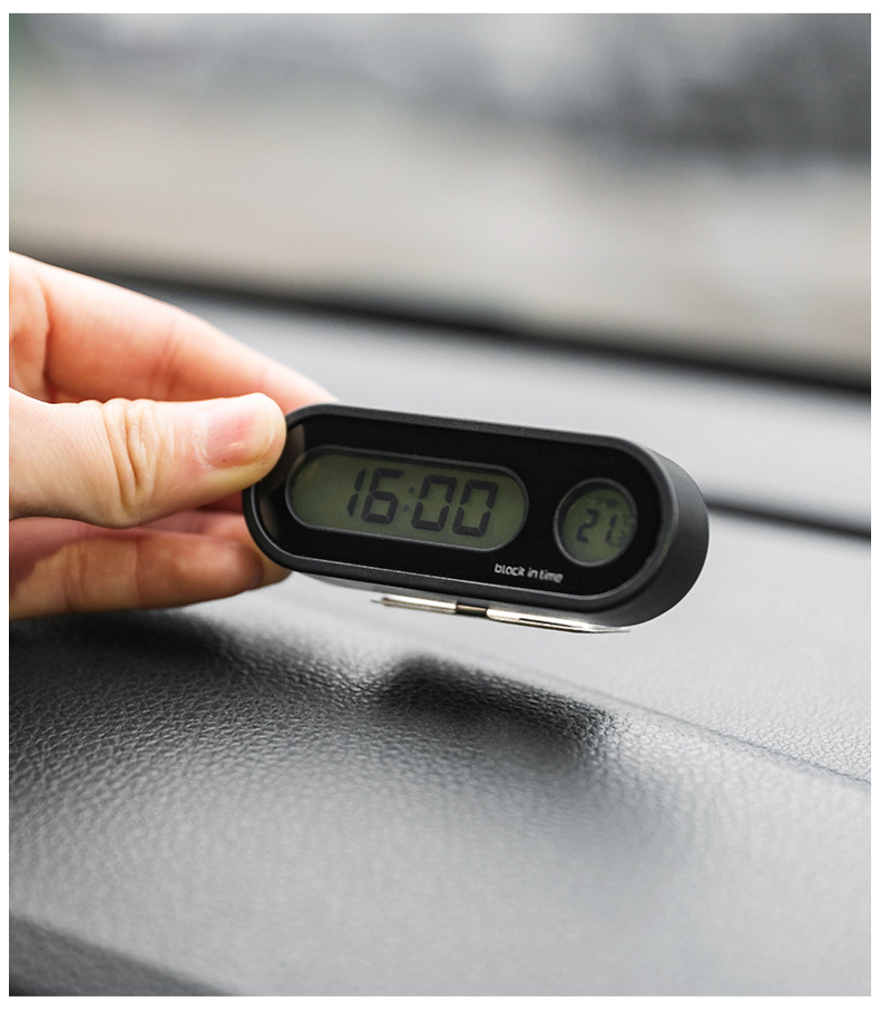 汽车车载出风口温度计钟表时间显示器时钟夜光电子表车用车内用品