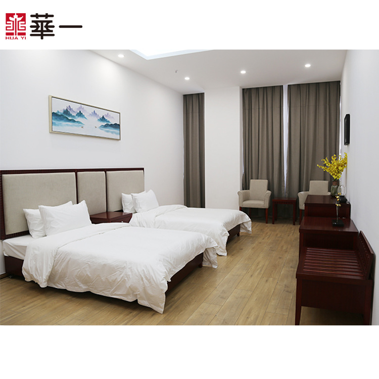 党校公寓家具政府招待所宾馆家具泰柚木软包实木床柜子全套定制