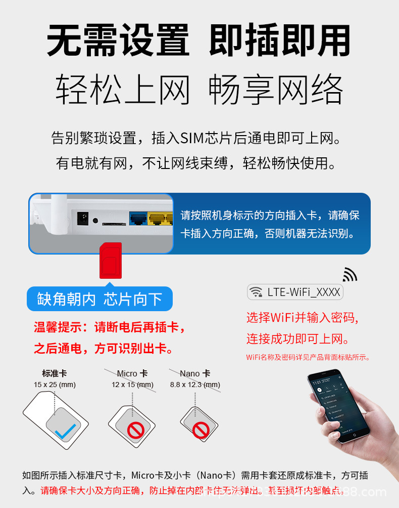 拓实6天线双频千兆4g无线路由器安防监控插手机卡托随身wifi网口
