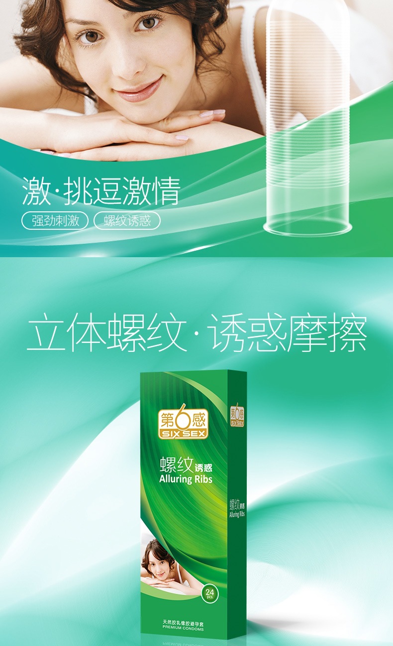第六感螺纹诱惑避孕套3/12/24只装第6感安全套情趣用品批发代发