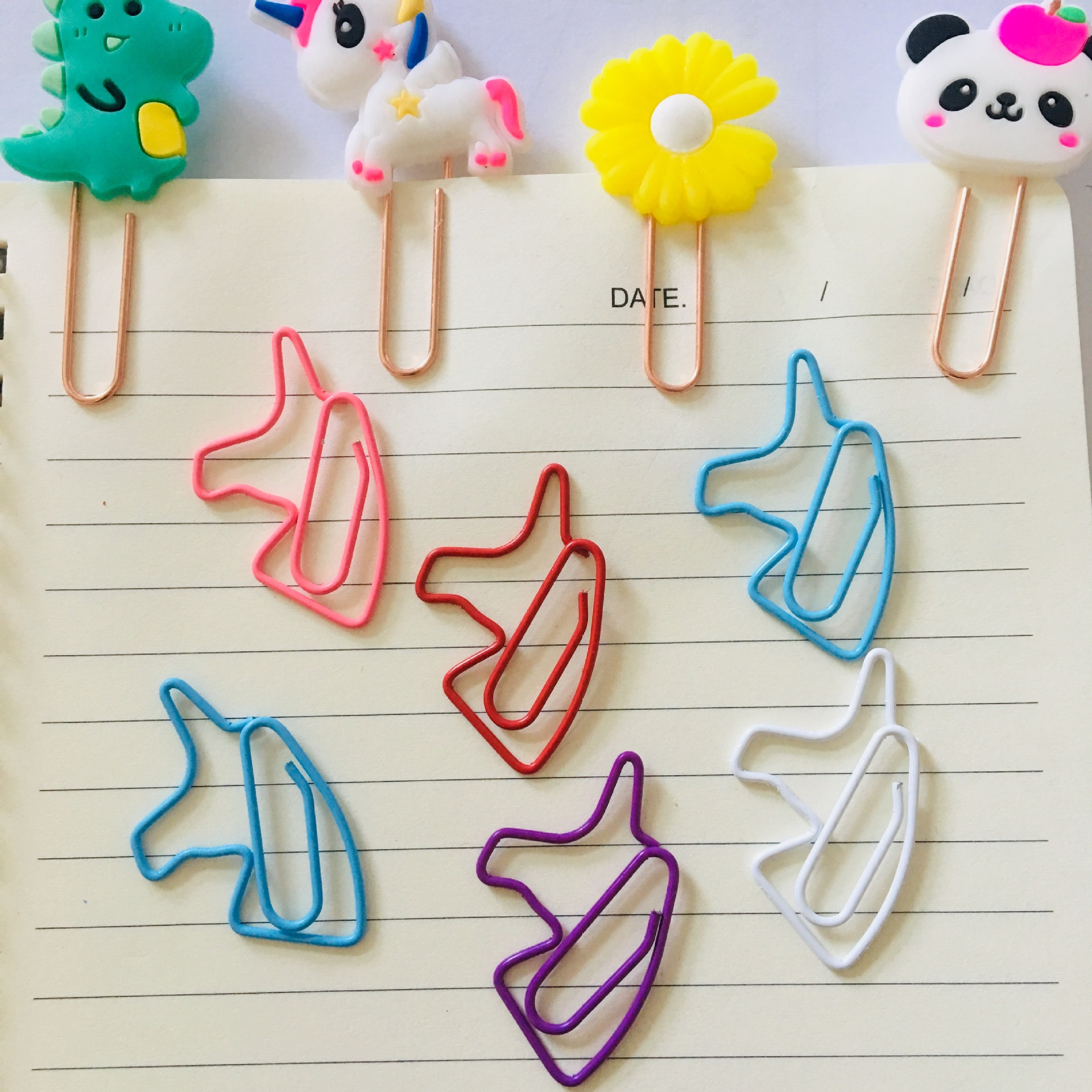 精装创意可爱独角兽异性彩色回形针金属铁盒包装动物造型曲别针