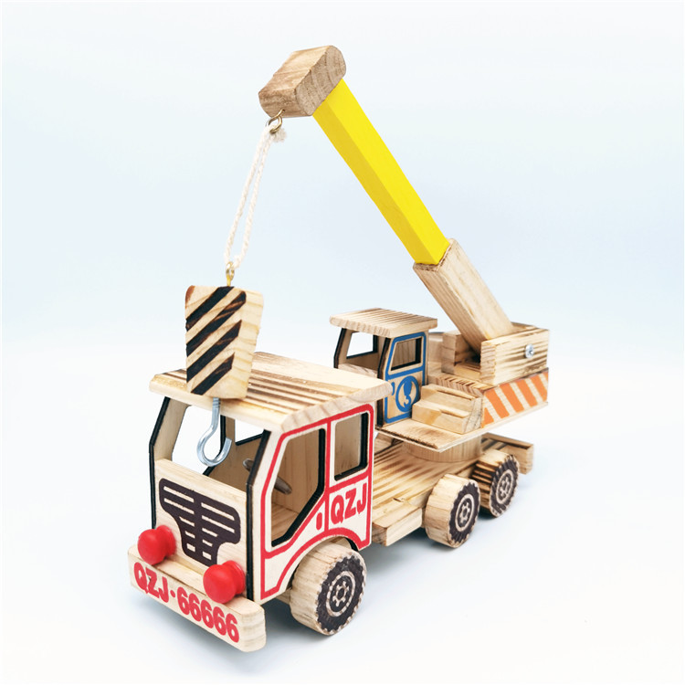 厂家直销木质起重机吊车儿童玩具车模型景区庙会热卖工艺品批发