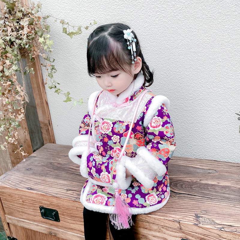 女童年服套装2020秋冬季女宝宝唐装年服小女孩复古中国风拜年服潮