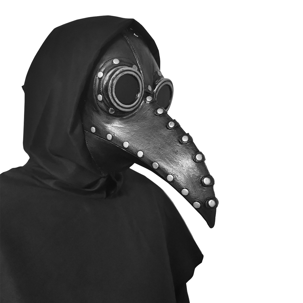 万圣节cos黑色病瘟疫医生服装鸟嘴面具朋克蒸汽面具鸟嘴皮革面具