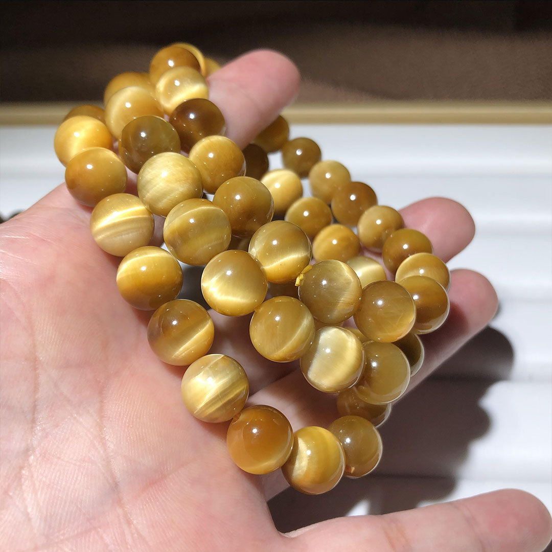 厂家直销天然a7金虎眼手链金色猫眼石半成品水晶饰品男女款批发
