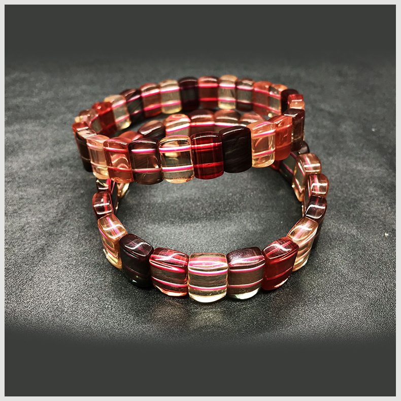 天然彩色安德森时尚andesine长石单圈手排长石手链手排厂家直供