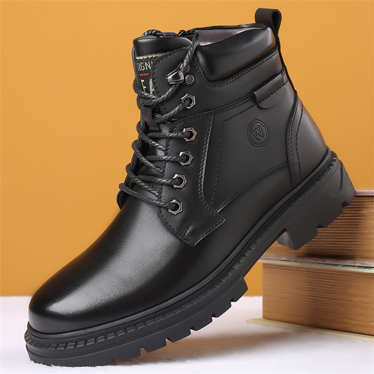 2021 New Fashion Warm Keeping Business Men's Shoes Fur Integrated Comfortable High-Top Shoes Fleece-lined Thick Soft Soled Dr. Martens Boots