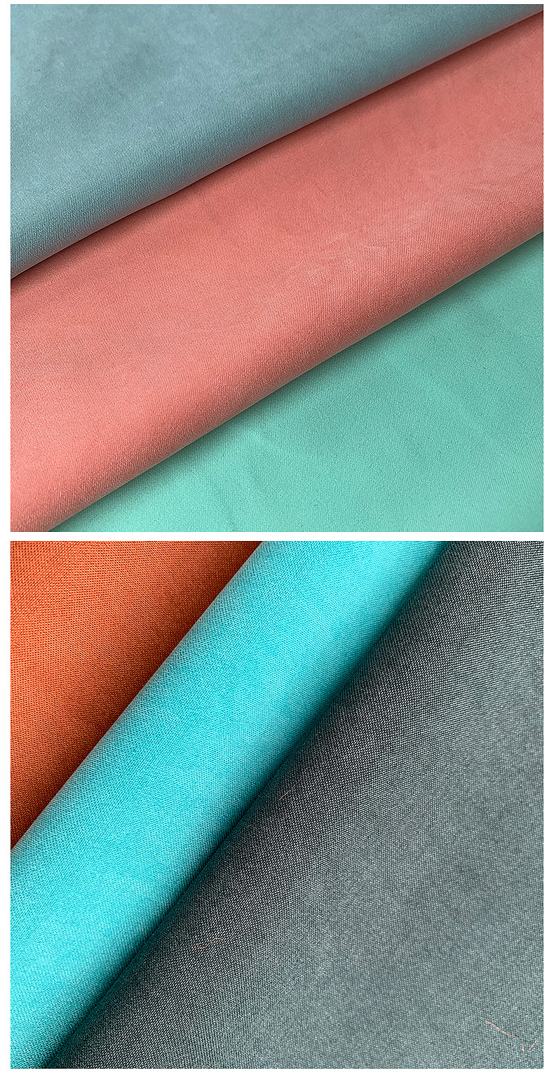 锦涤缎纹桃皮绒 磨毛休闲羽绒服面料 帽子沙发布料批发定制