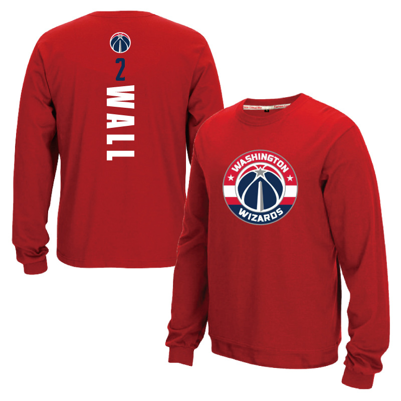 华盛顿奇才2号约翰-沃尔球衣训练服圆领套头卫衣篮球长袖衫上衣潮