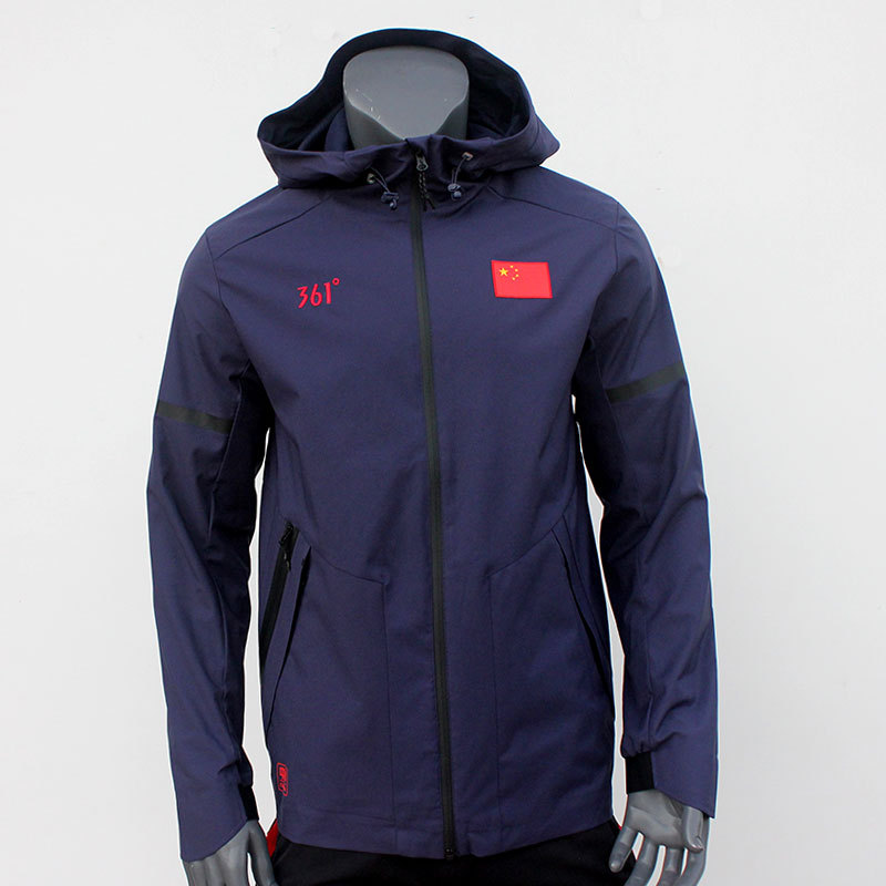 361赞助国家队运动风衣连帽休闲单风衣刺绣国旗防水防雨风衣外套