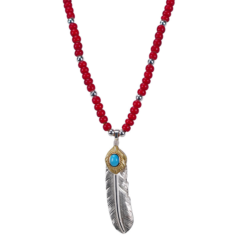 南拙手工高桥吾郎goros罗志祥同款羽毛项链925纯银男女日潮goros