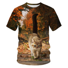 速卖通爆款潮流可爱猫咪男士T恤3D数码印花短袖厂家直销