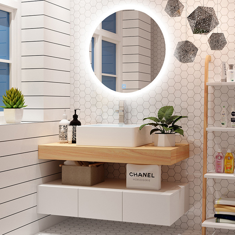 北欧实木浴室柜组合卫生间洗漱台厕所洗手盆洗脸池卫浴面盆吊柜