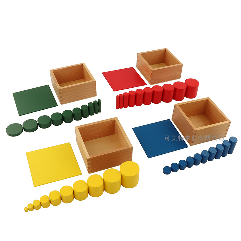 蒙氏蒙特梭利幼儿早教彩色圆柱体教具蒙台梭利彩色圆柱体教具