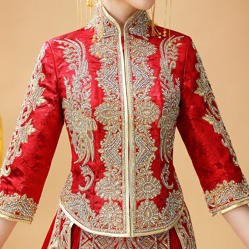 秀禾服新娘2020新款结婚中式新娘服龙凤褂秀禾简单简约大气抖音款