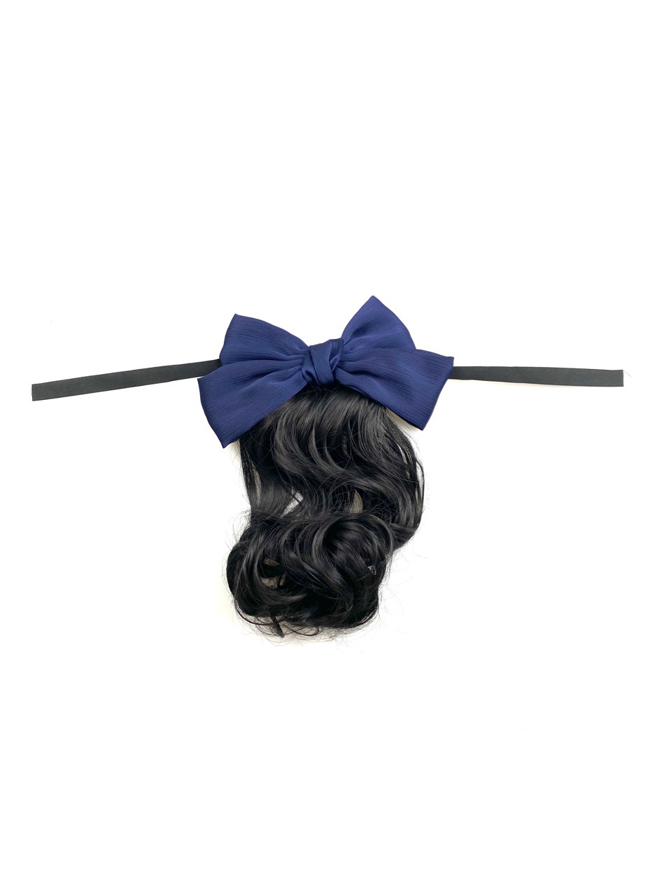 假发接发女蝴蝶结发夹绑带式长发水波纹假发马尾自然接发高温丝