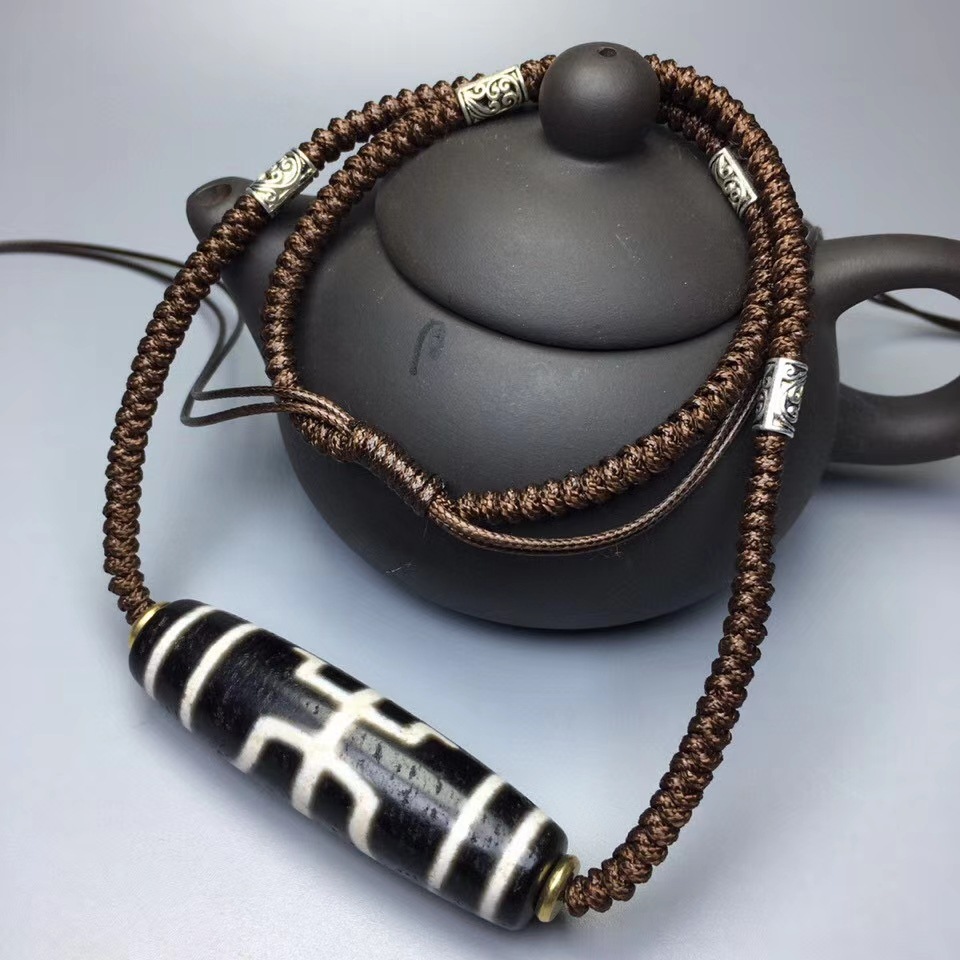 批发玛瑙玉髓手编九眼老天珠项链可调节佛珠毛衣链文玩饰品