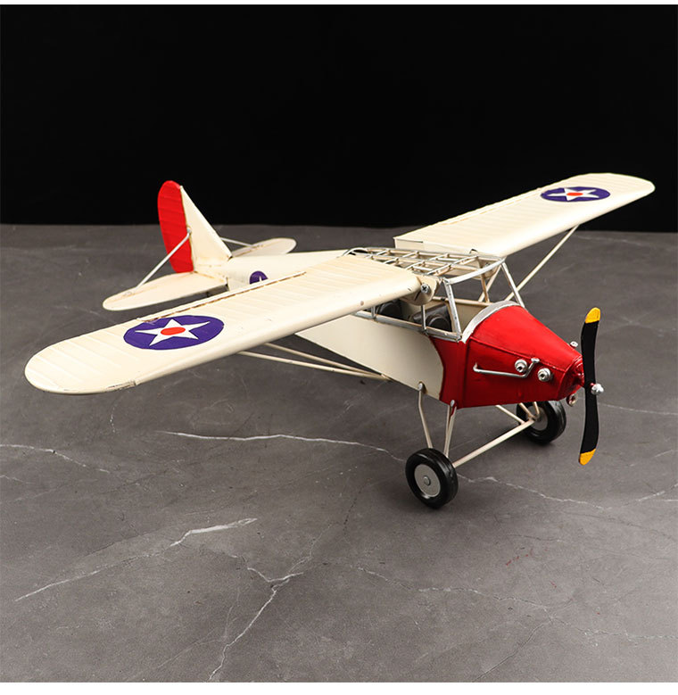 美式螺旋桨式飞机模型铁皮手工艺品客厅橱窗柜收藏摆件装饰品挂件