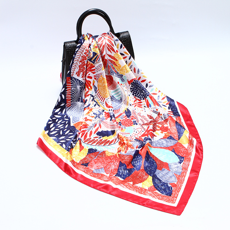 2020秋季款阿拉伯方巾女 罗马黑金丝巾仿真丝 穆斯林色丁围巾批发