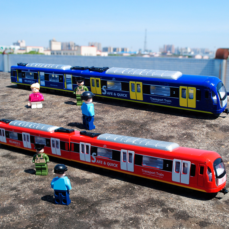 城市地铁玩具列车合金仿真轨道车声光回力语音播报男孩高铁玩具车