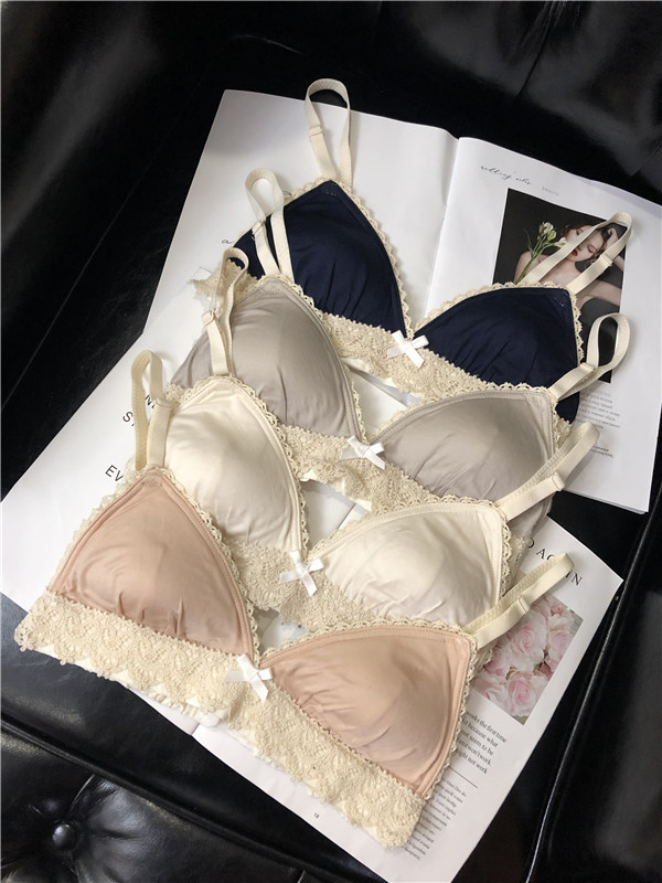 ny762sd 三角杯蝴蝶结蕾丝边少女文胸 20新款