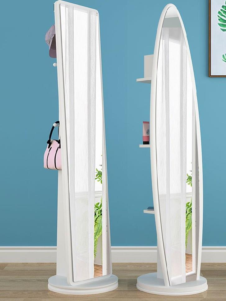 旋转衣架收纳一体试衣镜可爱风换衣镜带收纳穿衣镜柜移动室内北欧