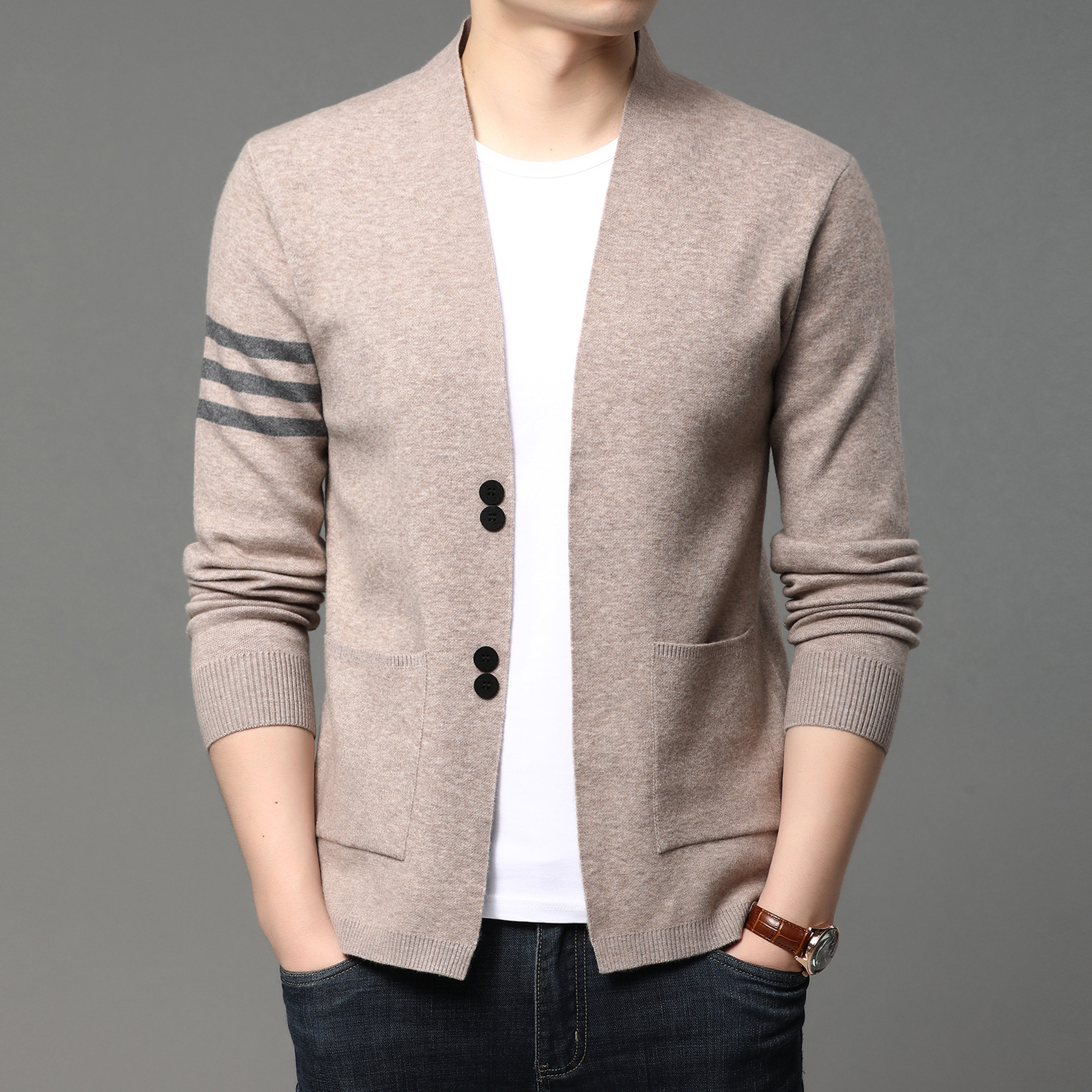 2020秋季新款男士针织衫男式时尚韩版休闲开衫毛衣青年男装外套