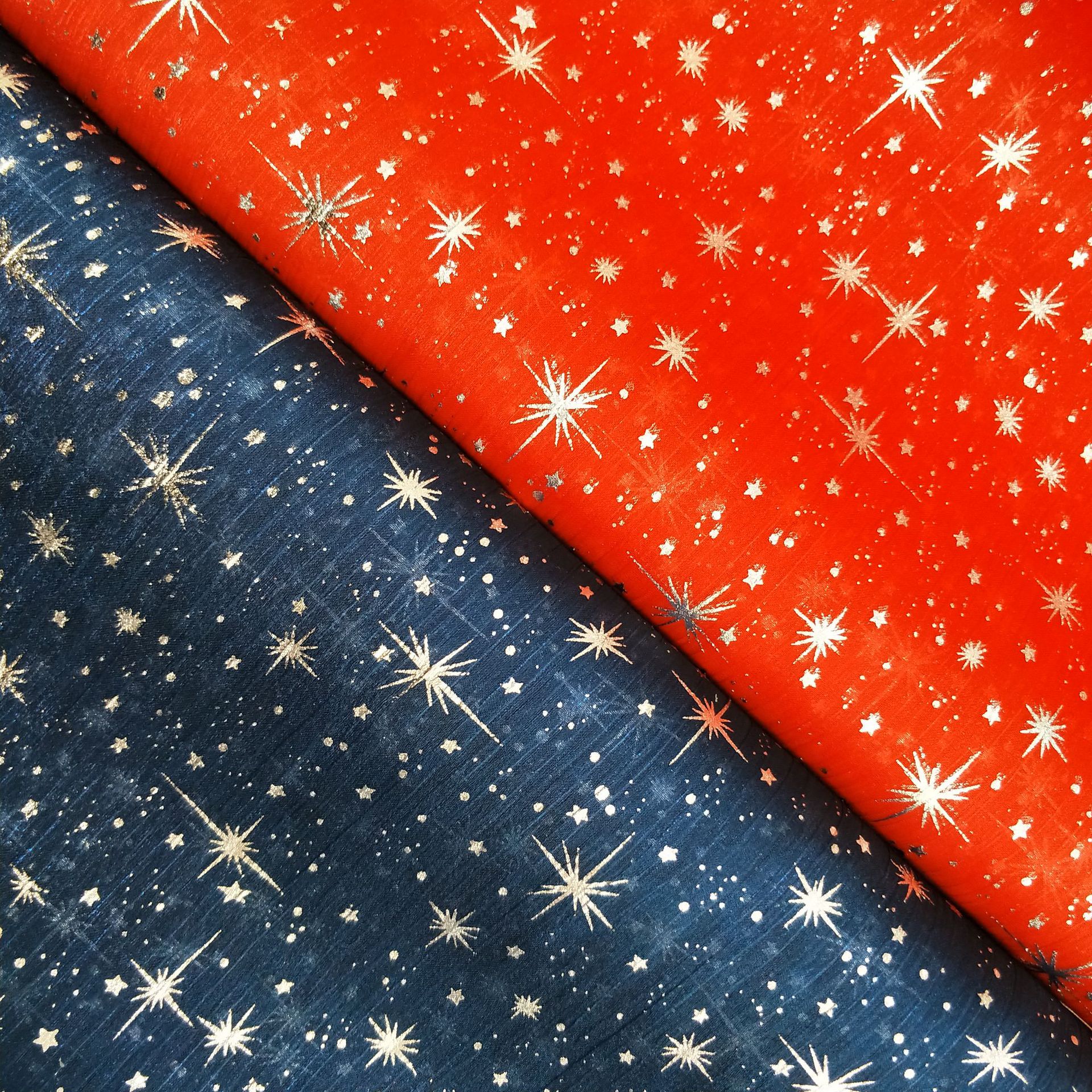 水波纹绉纱烫金绉纱烫满天星汉服面料