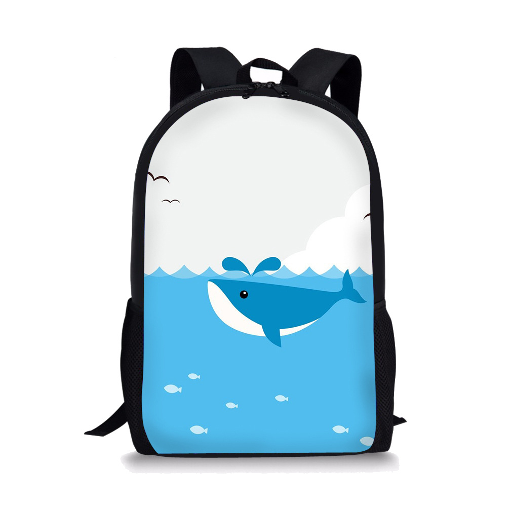 定制幼儿可爱绘画鱼类背包儿童培训班书包个性潮流小学生双肩背包