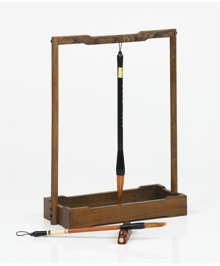 毛笔架 笔挂鸡翅木置物笔架学生简约创意现代文房四宝毛笔挂