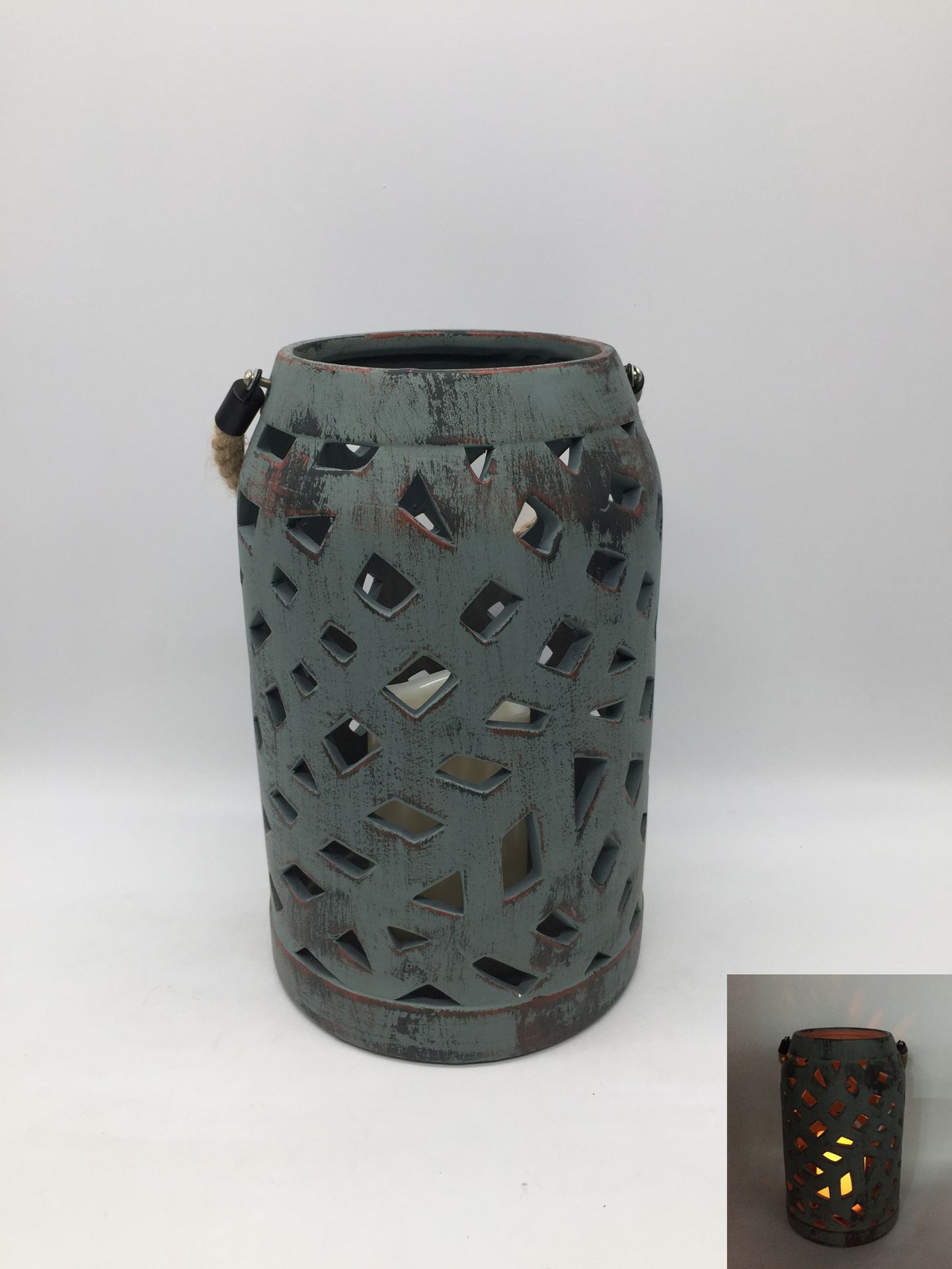 陶瓷海洋系列镂空风灯海龟造型马灯陶瓷海马镂空提灯锚镂空挂灯