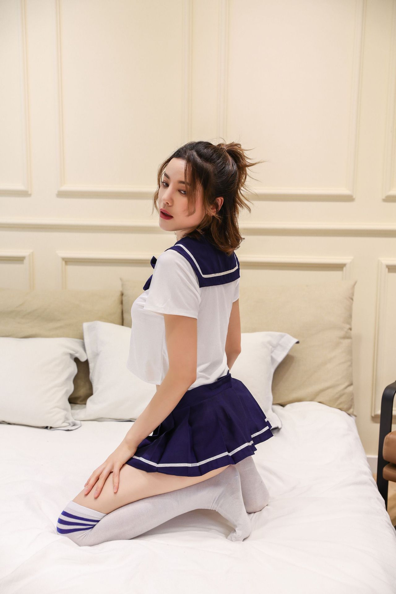 欧美情趣内衣俏皮多色可爱学生女仆女佣翘臀日系jk制服诱惑套装骚