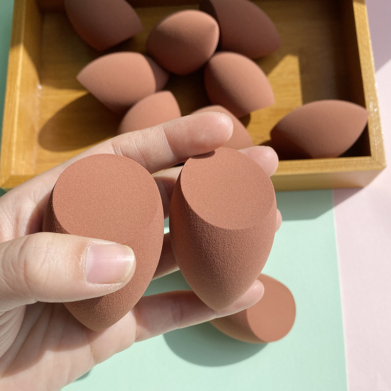 巧克力色美妆蛋斜切海棉蛋泡水变大干湿两用底妆粉底液上妆工具