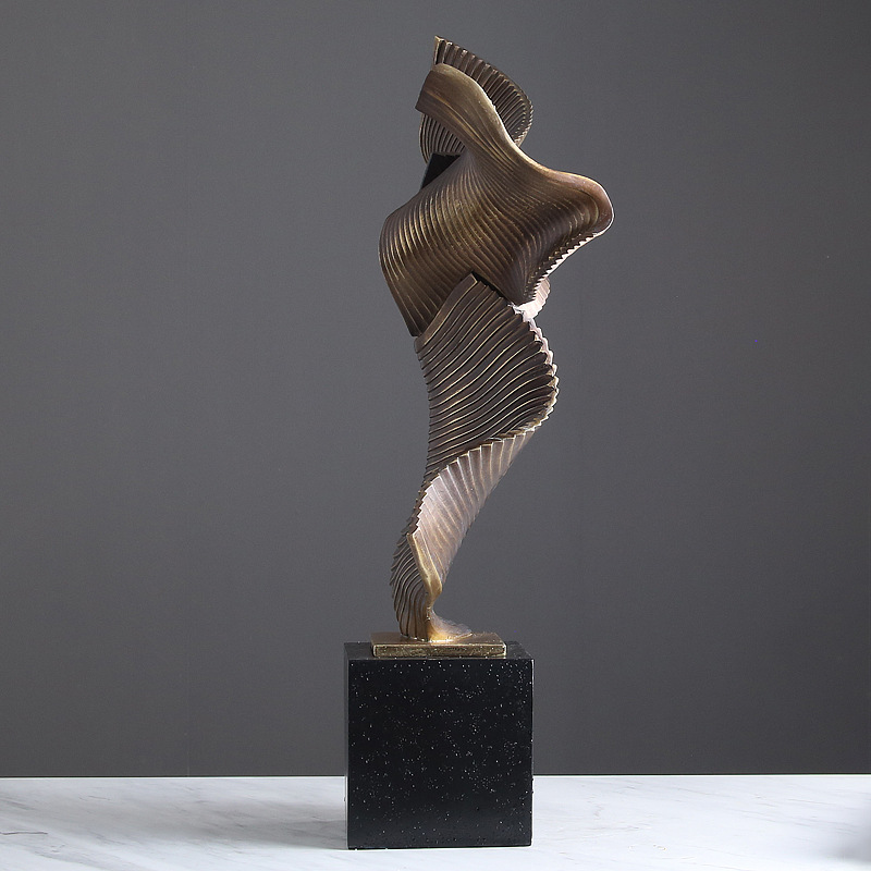 创意现代极简横纹雕塑摆设时尚玄关样板间酒店家居软装装饰工艺品