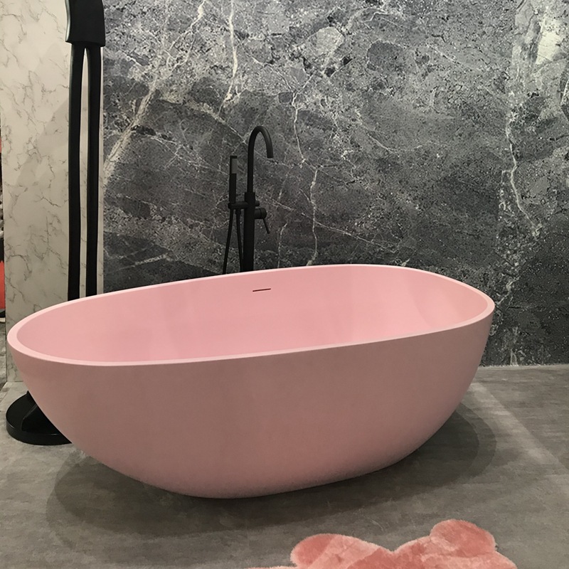 粉色浴缸民宿亚克力贵妃浴缸卫生间洗澡酒店缸工程按摩圆缸一件发