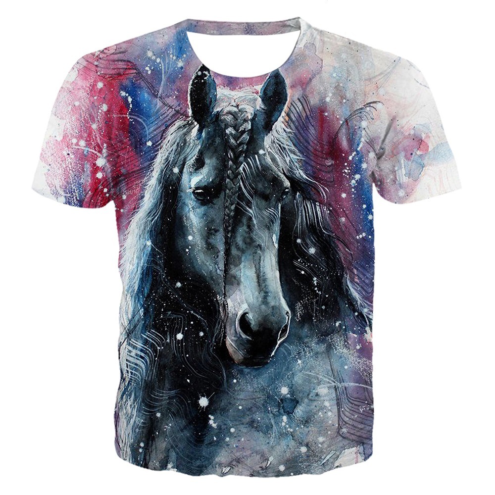 速卖通外贸夏季欧美男士数码印花马短袖大码套头男厂家直供